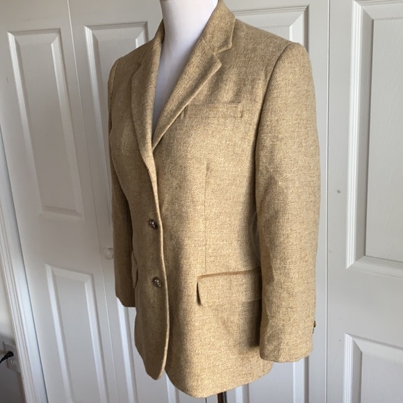 Ralph Lauren Tan Wool Blazer With Horse Buttons Size 10P - Picture 4 of 13